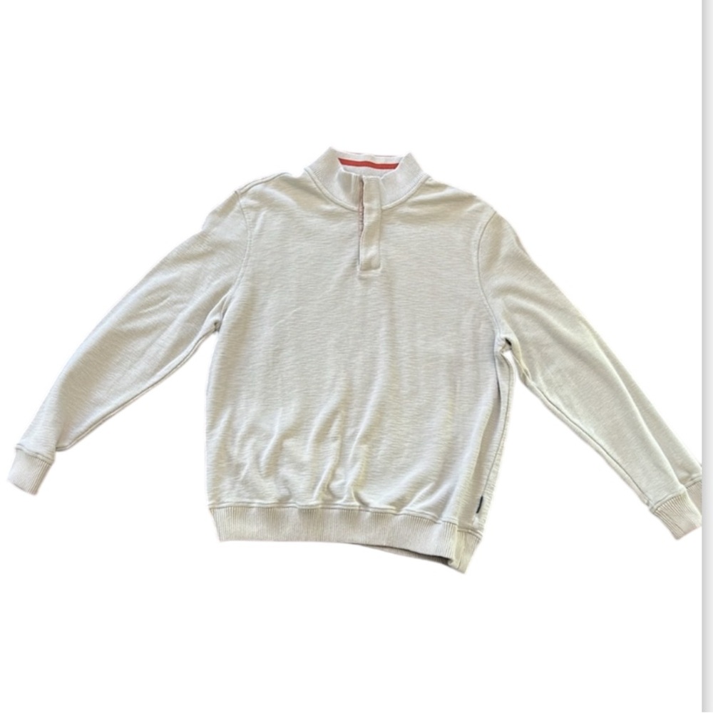 Perry Ellis XL Tan Button Popover Sweater color beige